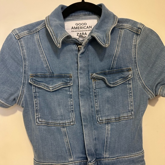 Zara X Good American ZW Sculpting Denim Jumpsuit - Picture 9 of 12